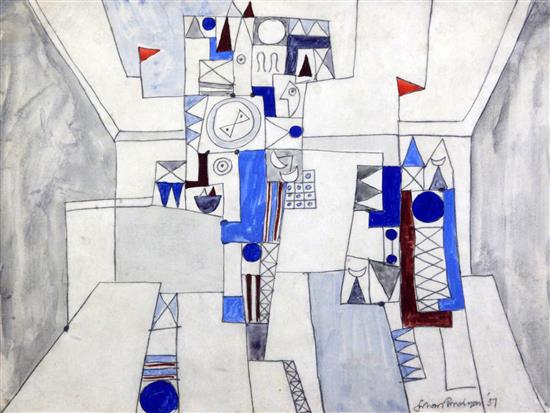 § Julian Trevelyan (1910-1988) City, 1937 11 x 14.75in.